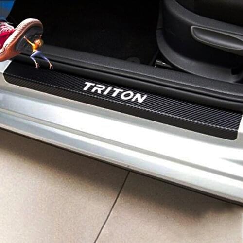 For Mitsubishi Triton 4pcs Car Door Sill Protector Sticker Carbon Fiber Vinyl Sticker Car Accessories