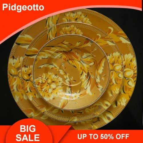 European Luxury Golden Phoenix Bone China Dinnerware Set Jingdezhen Porcelain Sun God Dish Plate Home Decoration Hanging Plate