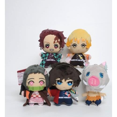 FGHGF 15cm Demon Slayer: Kimetsu No Yaiba Kamado Tanjirou Agatsuma Zenitsu Tomioka Giyuu Soft Plush Doll For Kids Gift