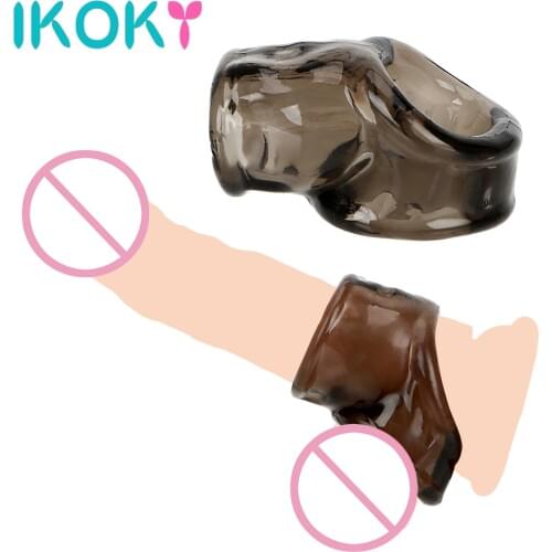 IKOKY Cock Ring Delay Ejaculation Sex Toys for Men Male Silicone Scrotal Binding Penis Ring Adult Products