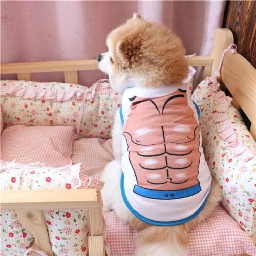 1Pc Cute Pet Dog Clothes Summer White Pectoralis Printed Cool Polyester Vest Breathable For Xs Small Puppy Pet Fashion Outfit