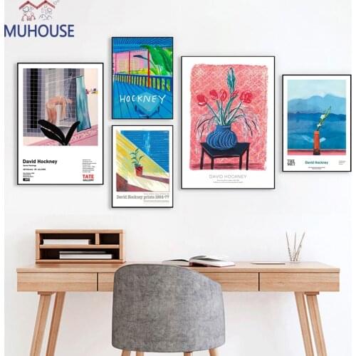 David Hockney Famous Painting Classical Landscape Poster and Prints Abstract Oil Picture Wall Art for Living Room Bedroom Decor