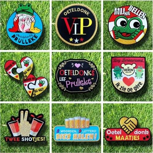 Nicediy Oeteldonk Frog Carnival Patch Iron on Patches for Embroidered Patches Netherland Patches On Clothes Stickers Decor DIY