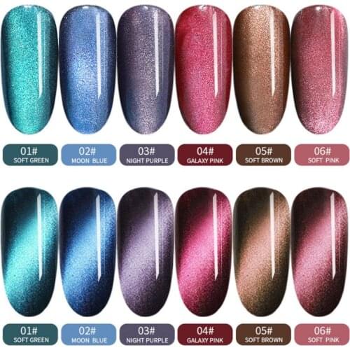 5D cat eye phototherapy glue two-color color change glue 6 color Nail art optical chameleon glue star cat eye glue