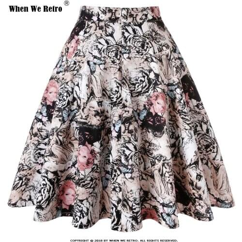 When We Retro 2021 Skirts Womens faldas Butterfly Jesus Pattern Floral Print Black Skirt Summer Short Skirt Tutu jupe femme