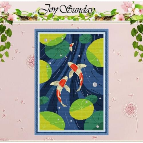 Koi animals painting counted 11CT 14CT Cross Stitch Sets DIY wholesale Chinese Cross-stitch Kit Embroidery Needlework home decor