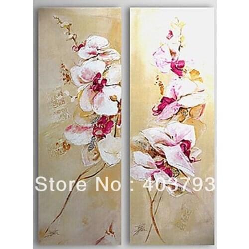 Buy at disscount price modern fashion oil paitnings for home 2panesl flowers decoration