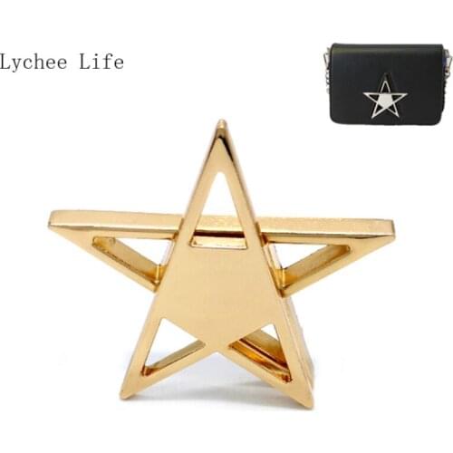 Lychee Life 1Pcs Star Shaped Metal Lock Clasp Leather Crafts Women Bag Handbag Shoulder Bag Purse DIY Hardware
