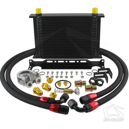 28 Row AN10 Engine oil cooler British Type + M20*1.5 Thermostat Filter adapter 80 degree kit Black