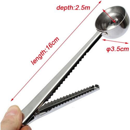 Multifunction Stainless Steel Coffee Scoop with Clip Coffee Tea Measuring Scoop 1Cup Ground Coffee Measuring Scoop Spoons