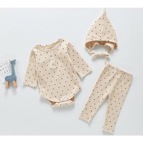 Fashion Baby Boy Clothes Set Casual Baby Clothes Toddler Bodysuit Set 3 Pcs Girls Sleeper Set Simplicity Indoor Clothes with Hat