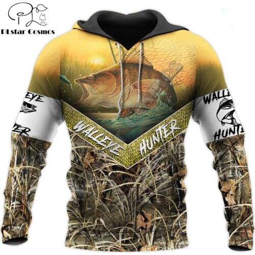 Cool Walleye Fishing 3D All Over Printed Men Deluxe Hoodie Clothes Unisex Sweatshirt Zip Pullover Casual Jacket Tracksuit KJ325