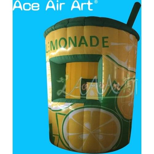 Deft design 2m diameter inflatable lemonade sale stand booth,food shop,concession lemon DRINK stall kiosk for promotion