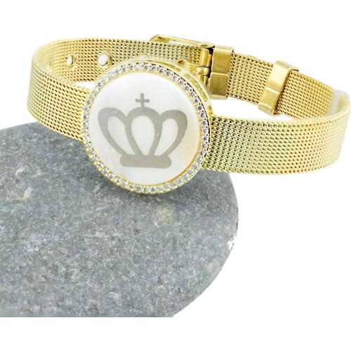 2020 New Classic Crown Shell AAA Zircon Charm Bracelet for Woman Man Mesh Stainless Steel Watch Belt Bangle Jewelry Gift