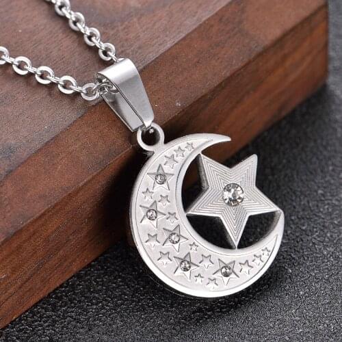 Moon Star Necklace For Women Men Stainless Steel 2021 Trendy Pendants Necklaces Geometry Jewelry Gift