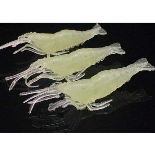 20PCS Luminous Grass Shrimp Fake Bait 4CM Length Soft Shrimp With Fishy Smell Hot Sale Night Fishing Fishing Lures for Bass