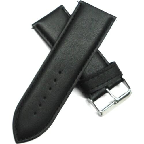 Watch Strap 30mm Watch band Black Large Size Vintage Calf Genuine Leather Watch Strap With Buckle For Woman or Man Wrist Watch