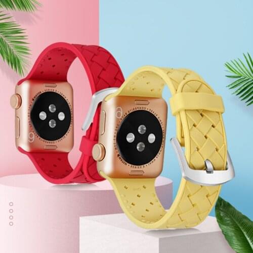 Suitable For Apple Watch Band 38mm 44mm Square Buckle Sports Correa Braided Silicone Strap Iwatch Series 654321 SE Accessories