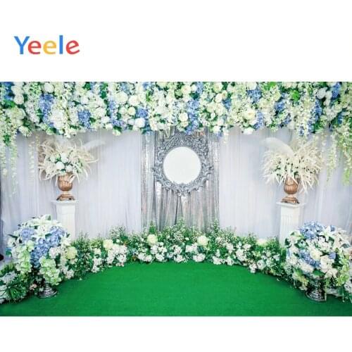 Yeele Wedding Photocall Flowers Curtain Green Carpet Photography Backgrounds Customized Photographic Backdrops for Photo Studio