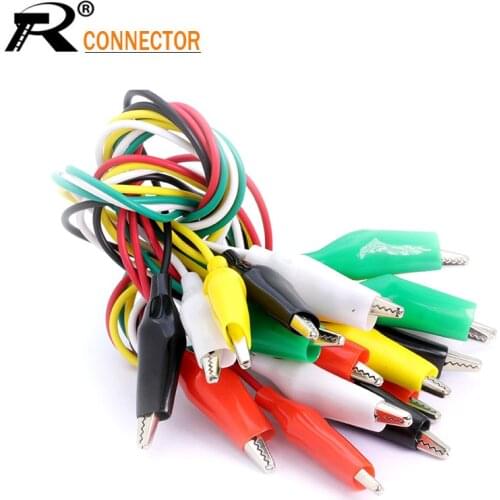 10pcs 44mm alligator clips Electrical DIY Test Leads jumper wire mini 50cm cable length 5 colors Crocodile Clips
