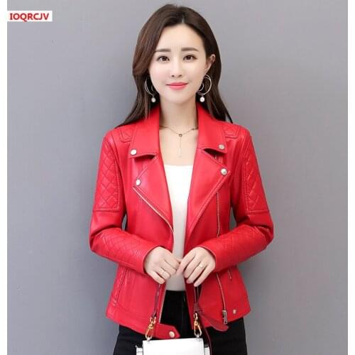 High Quality 2019 Hot Women PU Faux Leather Jackets Lady Black Zippers Moto Biker Style Zippers Womens Coats Plus Size 5XL W531