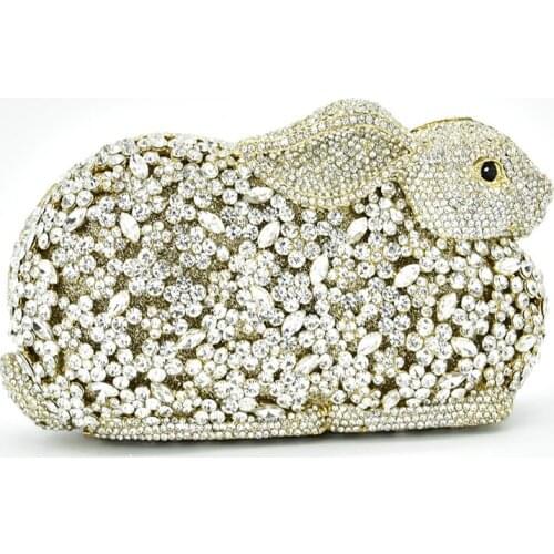 Womens Handbags and Purses Clutch Evening Bag Diamond Wedding Party Bridal Rabbit Bunny Animal Handbag Purse Wedding Party Purse