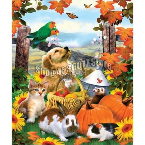 Animals 5d Diy Diamond Mosaic Diamond Painting Cross Stitch Diamond Embroidery Dogs Fall Cats Pattern Rhinestone Decoration
