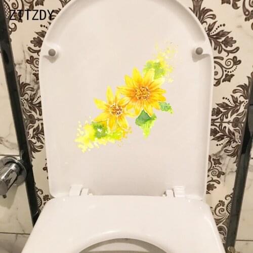 ZTTZDY 22*22.7CM Watercolor Yellow Chrysanthemum Toilet Sticker Home Decor Rooms Wall Decal T2-0556