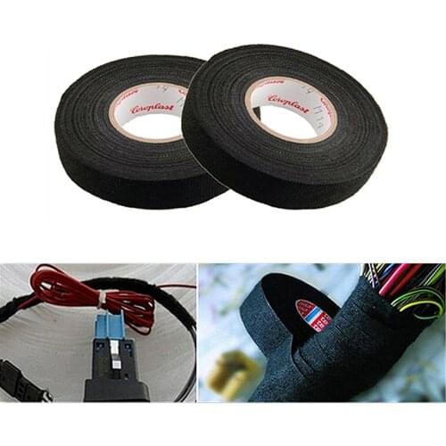 1 Roll 19mm/25mm Heat-resistant Wiring Harness Tape for Car Looms Cloth Fabric Tape Adhesive Cable Protection 15M Wholesale