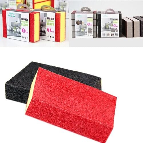 1 pcs/4pcs Sponge Scrubber Dish Pot Bowl Cleaner Abrasive Sanding Dishcloth Kitchen Cleaning Tools