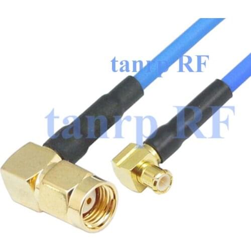 15CM coaxial Sexi Flexible blue jacket jumper cable RG405 6in RP SMA male to MCX male both right angle RF 3G 4G router WIFI