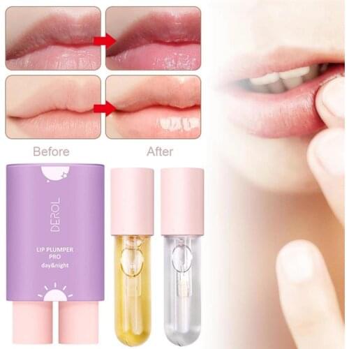 2 In 1 Volumizing Lip Gloss Day And Night Moisturizing Lip Gloss Volumizing Lip Filler Lip Makeup Maquiagem Maquillaje Lip Gloss