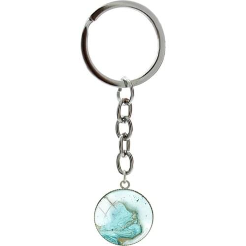 Colorful Marble Texture Pictures Key Chains Classic Stone Vein Photo 20mm Round Glass Cabochon Keyring With Chain Jewelry