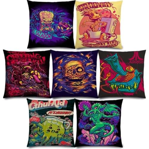 New American Graffiti Comics Computer Game Film Devil Hunter Mad Scientist Magical Beast Monster Cushion Cover Pillow Case