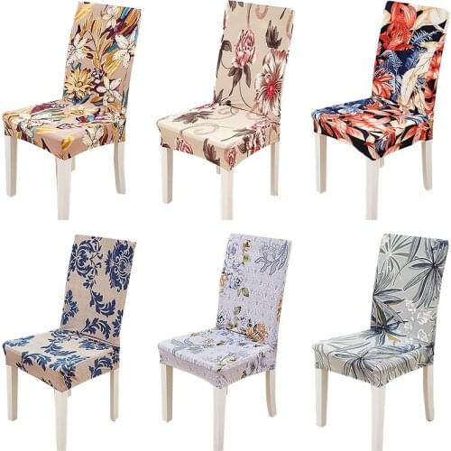 1/2/4/6pcs Chair Covers Spandex Dining Chair Cover Elastic Printing Seat Slipcover Kitchen Wedding Restaurant Home Decor