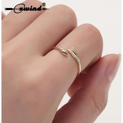 Cxwind Women Love Arrow Ring Letter Opening Fashion Feather Triangle Jewelry Gold Finger Rings Best Gift bague femme