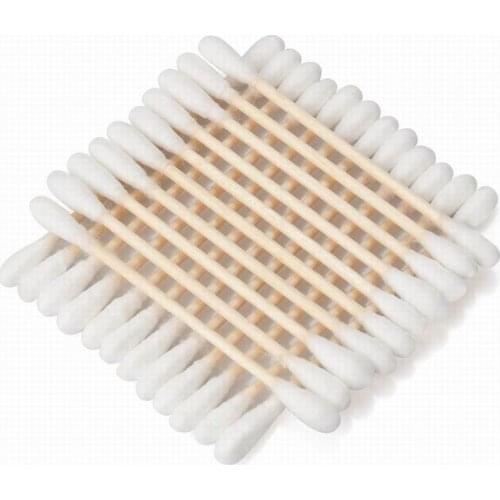 3" Double-ends Disposable Cotton Swabs Wooden Durable Eco-friendly Tip Not Easy Loosen Stick Cotton Swab Disinfection Makeup Use