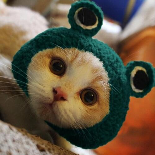 Hand Knitted Pet Hats Cartoon Shaped Warm Cat Dog Cute Handmade Dog Cat Hat Costume Caps Animal Head Party Decor Pet Accessory