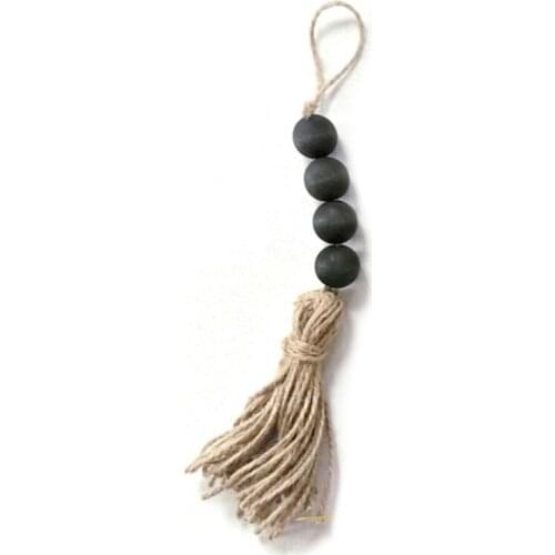 Cotton Rope Closet Door Handle Decoration Natural Wooden Bead Home Decoration