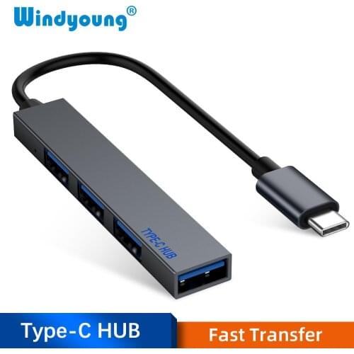 Type-C to USB Hub Expander Mini Ultra-Thin Portable 4-Port USB 2.0 Hub Splitter Converter OTG Adapter For Macbook Laptop Tablet