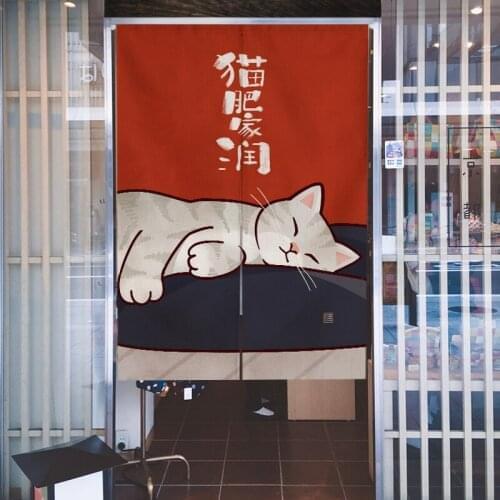 Kitchen toilet door curtain cloth art bedroom shop half curtain simple partition cartoon cat hanging curtain household business