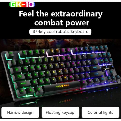 USB 87 Keys Mechanical Gaming Keyboard RGB LED Rainbow Backlit for Windows PC Gamers