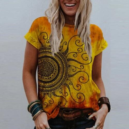 40# Fashion Womens T-shirts Streetwear Summer Flower Printed Short Sleeve Crew-neck Harajuku T-shirt Casual Tee Tops Футболки