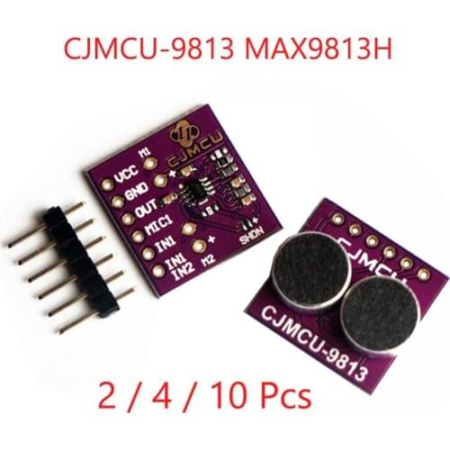 2/4/10Pcs CJMCU-9813 MAX9813H Fixed Gain Integrated Bias Microphone Amplifier Module Mic Breakout Board with Pins FZ3580