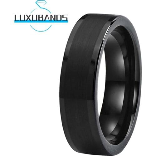 Wemens Wedding Rings 6MM Flat Center Brushed Tungsten Carbide Engagement Bands For Men Polished Finished Comfort Fit