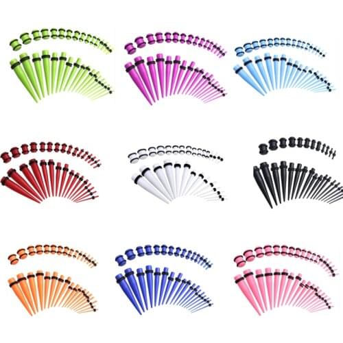 18PCS Acrylic Taper Ear Gauge Plug And Tunnels Piercing Kit Ear Expander Stretchers Ecarteur Oreille Set Piercing Orelha Oreja