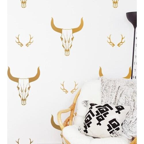 Steer Head Wall Decals Bull Skull Boho Wall Art Vinyl Sticker Bohemian Rustic Decor Faux Taxidermy Stickers Wild West 2146