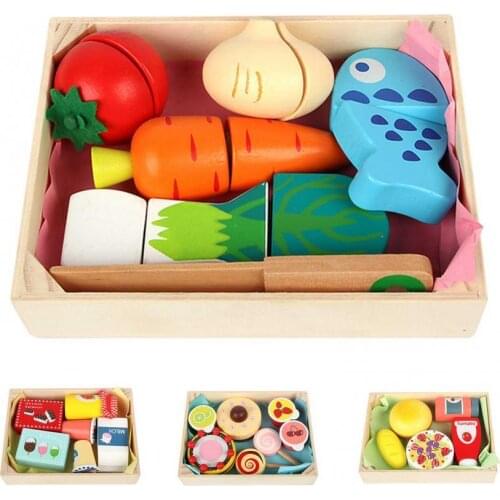 2021 New Children Cooking Simulation Tools Wooden Simulation Kitchen Series Play House Game Set Educational Toy