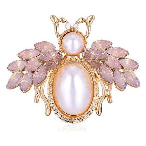 New Bee Pearl Brooches for Women Insect Rhinestone Crystal Corsage Suit Coat Lapel Pins Badge Luxulry Jewelry Accessories