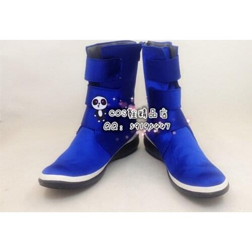 The King Of Fighters KOF Chris Blue Halloween Cosplay Shoes Boots X002
